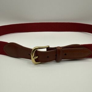 Vintage Coach 3880 Unisex Brown Red Linen Leather Canvas Brass Belt Size 38"